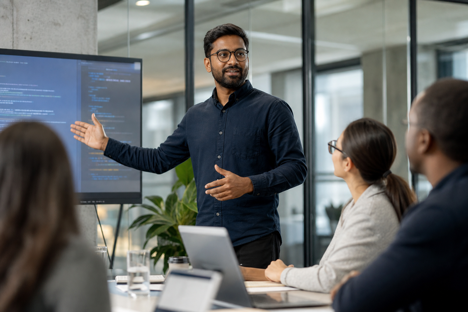 Engineer presenting and growing into leadership